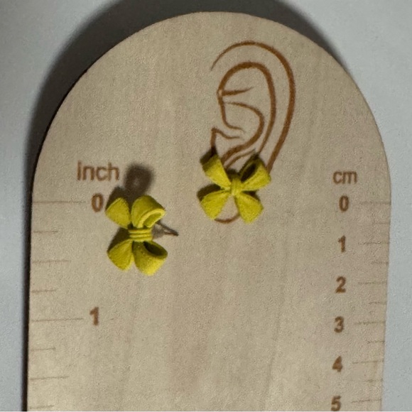 Yellow Bow Stud Earrings - Picture 4 of 5